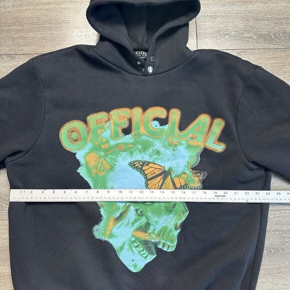 Boohoo Man Official Man Skull Themed Black Hoodie Sweatshirt Size M - Picture 4 of 5